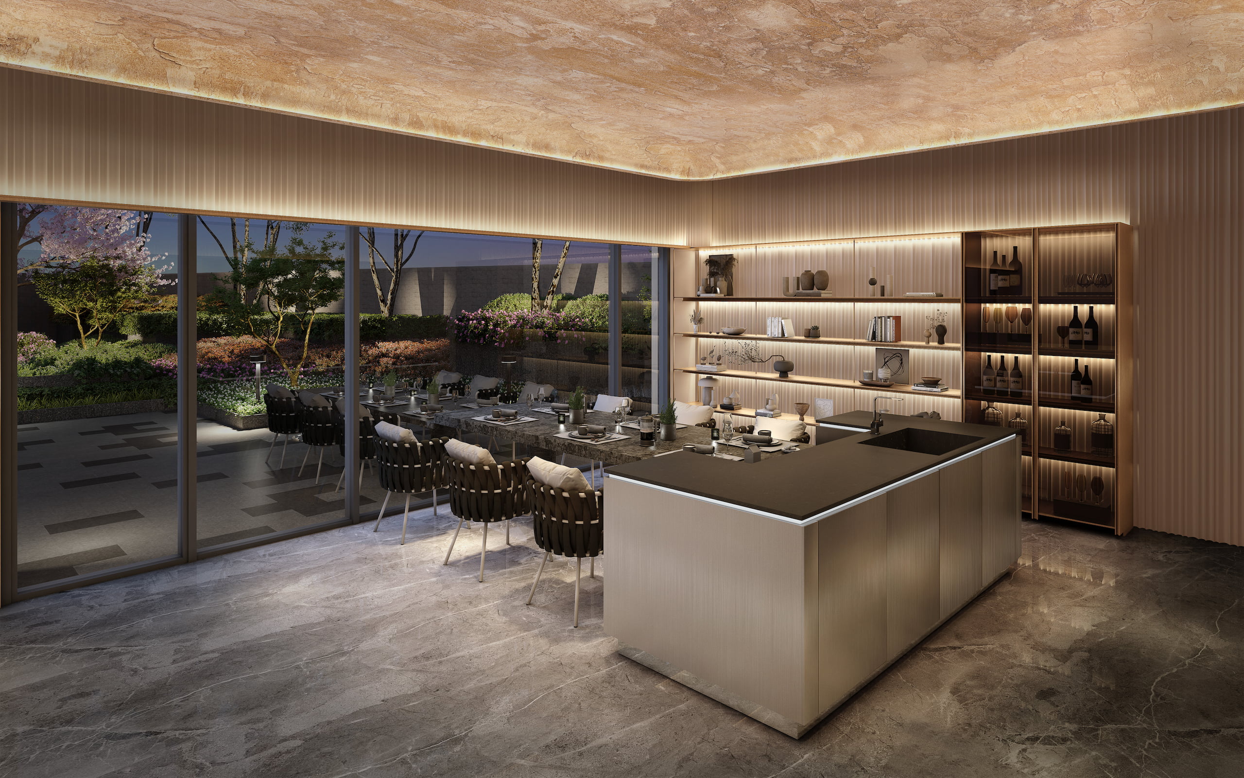 夏沐時 VIP餐廳區｜室內公設設計與建築視覺化作品