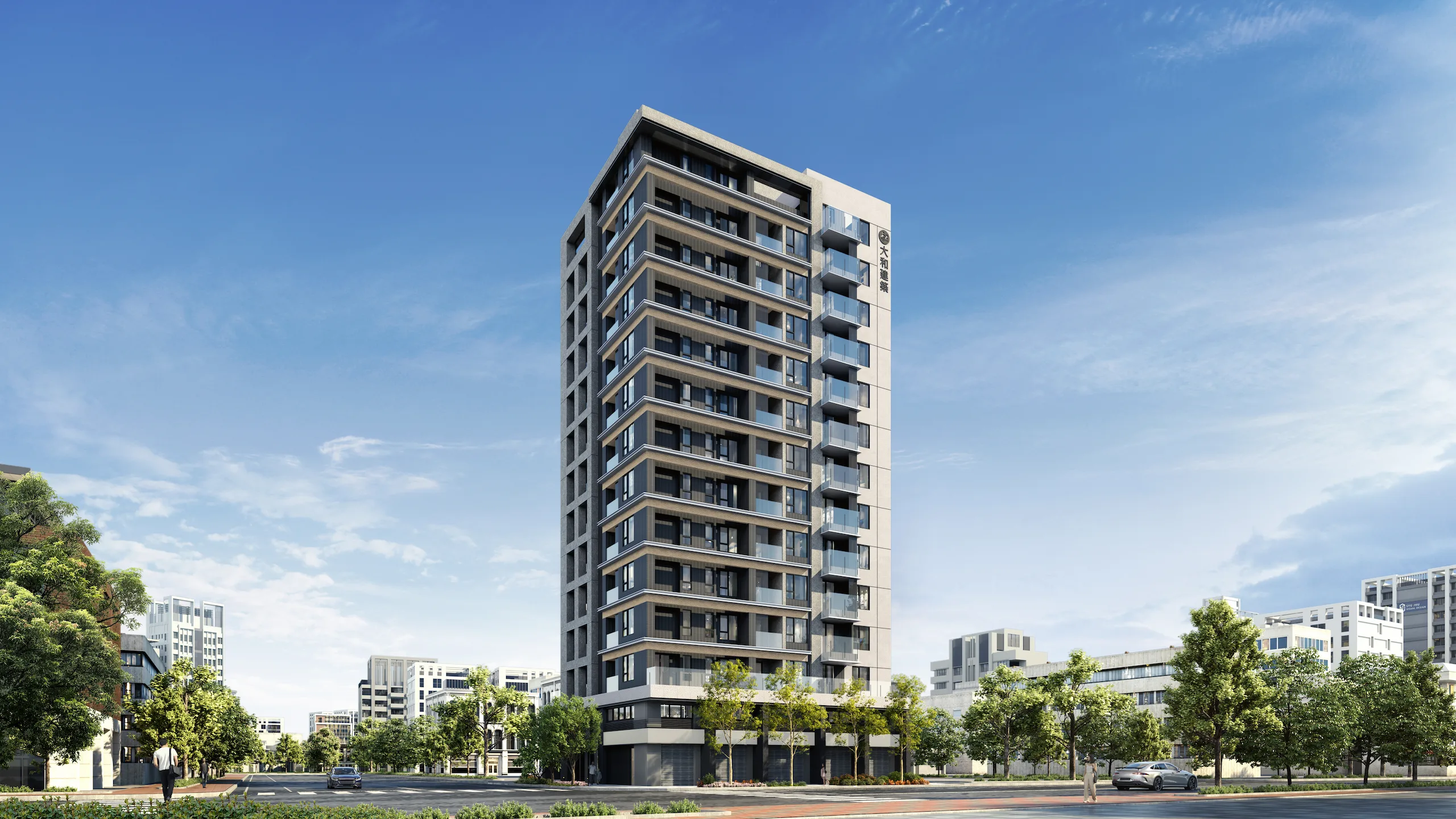 大河淳青 外觀日景｜建築外觀透視圖與房地產建築視覺化作品